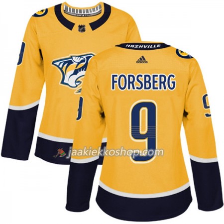 Nainen NHL Nashville Predators Pelipaita Filip Forsberg 9 Adidas 2017-2018 Kulta Authentic